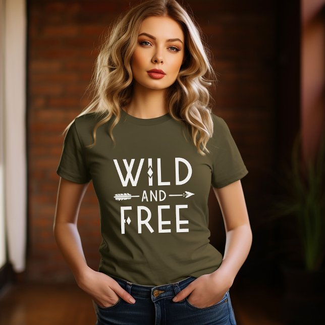 Olive Green Wild and Free T-Shirt (Creator Uploaded)