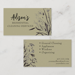 Olive Green Wildflower Business Card