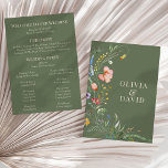 Olive Green Wildflower Meadow Wedding Program<br><div class="desc">An earthy olive green wedding program featuring delicate wildflowers arranged in a meadow-inspired botanical border. Perfect for rustic countryside ceremonies, outdoor garden weddings, and barn venues, this design brings a natural and cohesive aesthetic to your celebration. Ideal for boho weddings, forest venues, and nature-inspired events. Part of the Olive Green...</div>