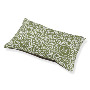 Olive Green Willow Bough Monogrammed Pet Bed