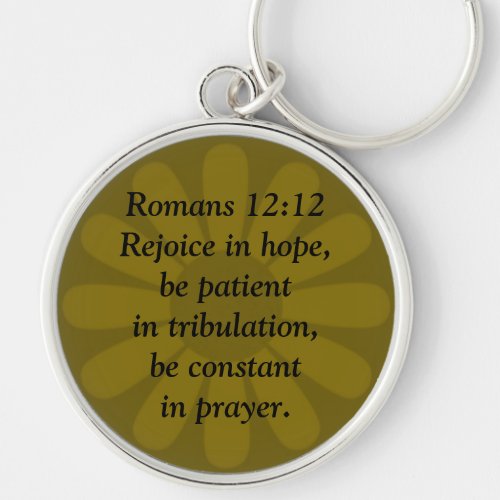 Olive Green with Flower Bible Verse Keychain