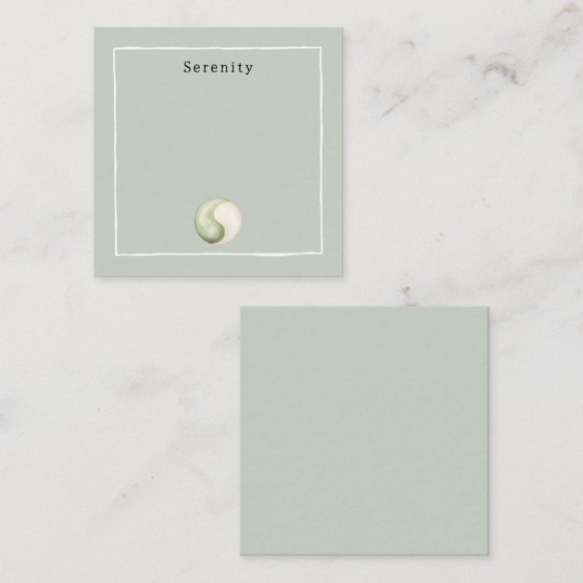 Olive Green Yin Yang Meditation Personalized  Note Card (Front/Back)
