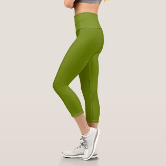 Olive Green Yoga  Capri Leggings for Women's