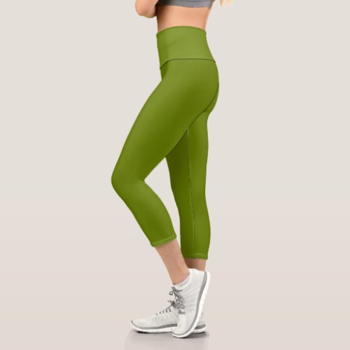   Olive Green Yoga  Capri Leggings for Womens
