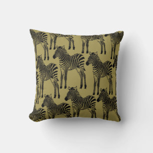 Olive Green Zebras Throw Pillow