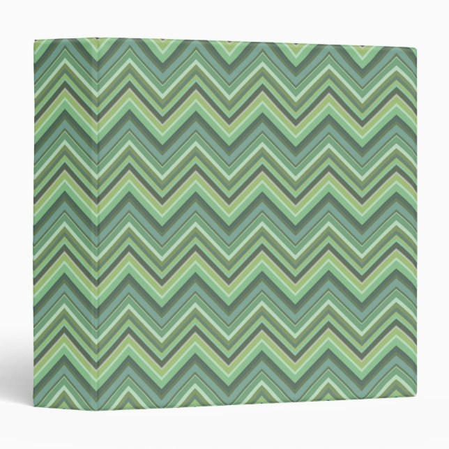Olive green zigzag stripes 3 ring binder (Front/Spine)