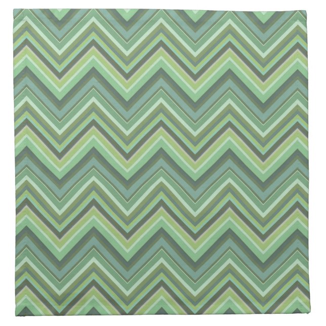Olive green zigzag stripes cloth napkin (Front)