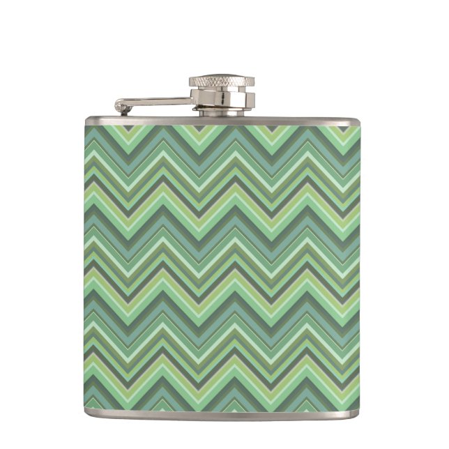Olive green zigzag stripes flask (Front)