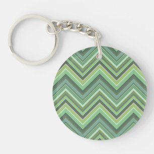 Olive green zigzag stripes keychain
