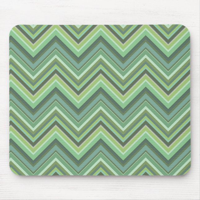 Olive green zigzag stripes mouse pad (Front)