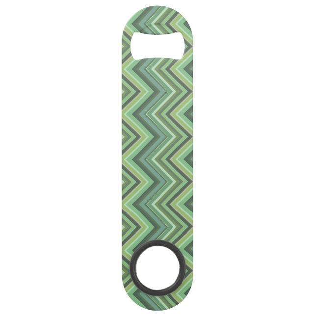 Olive green zigzag stripes speed bottle opener (Front)