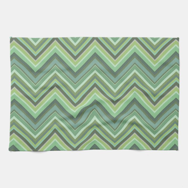 Olive green zigzag stripes towel (Horizontal)