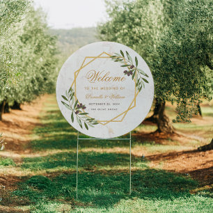 Olive Greenery Botanical Geometric Wedding Welcome Sign