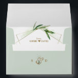 Olive Greenery Gold Wedding Return Address  Envelope<br><div class="desc">Elegant card design featuring watercolour olive leaves,  vintage faux gold frame,  on a light green background. Use Personalise tool to add your info. For matching items,  please,  visit my Olive Gold Collection.</div>