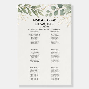 Olive Greenery Wedding Seating Chart Sign