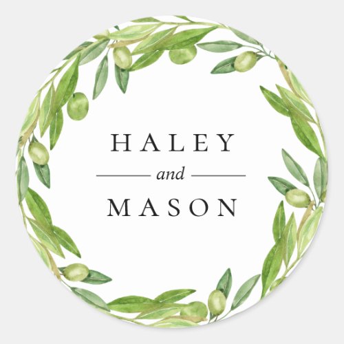 Olive Greenery Wreath Personalized Sticker