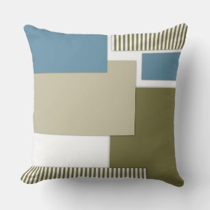 Olive grey blue geometric pattern throw pillow