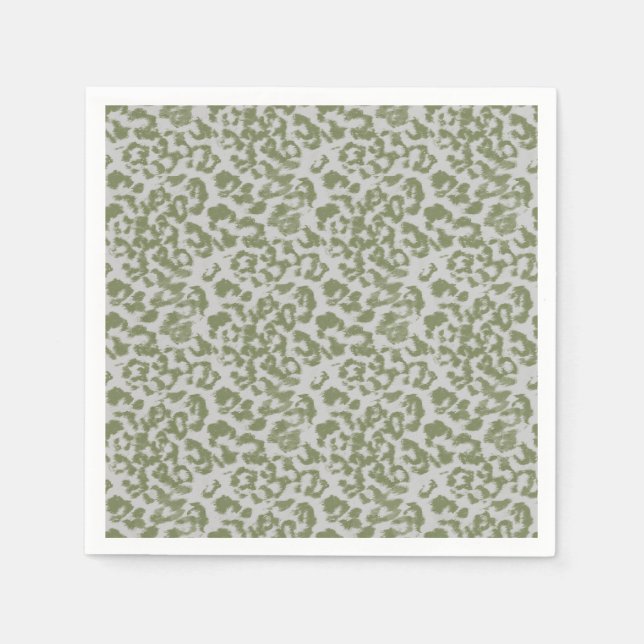 Olive grey spotted leopard  napkins (Front)