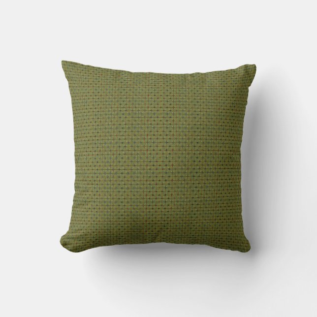 Olive Grid Throw Pillow (Front)
