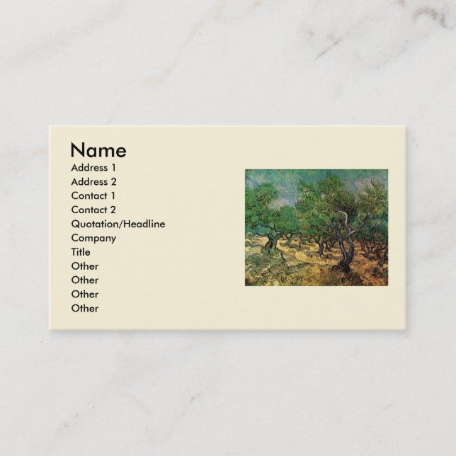 Olive Grove by Vincent van Gogh Business Card (Front)