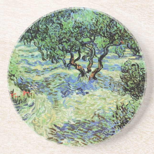 Olive Grove by Vincent van Gogh Sandstone Coaster (Front)