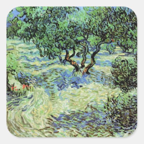 Olive Grove by Vincent van Gogh Square Sticker