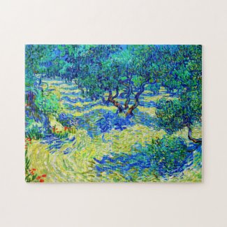Olive Grove by Vincent Van Gogh vibrant art Jigsaw Puzzle