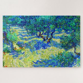 Olive Grove by Vincent Van Gogh vibrant art Jigsaw Puzzle