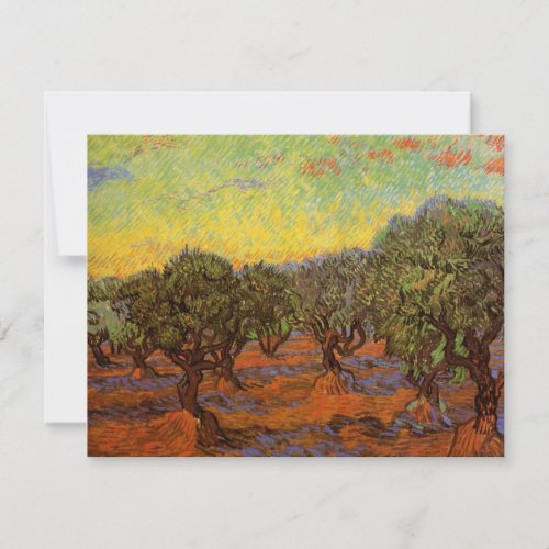 Olive Grove Orange Sky by Vincent van Gogh