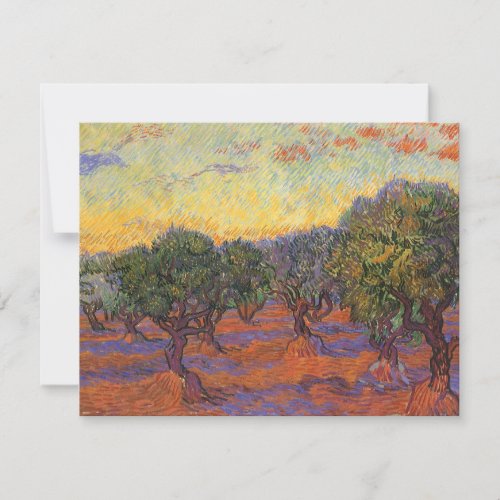 Olive Grove Orange Sky by Vincent van Gogh