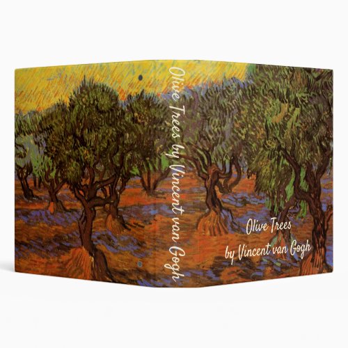Olive Grove Orange Sky by Vincent van Gogh 3 Ring Binder