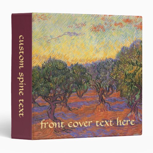 Olive Grove Orange Sky by Vincent van Gogh Binder