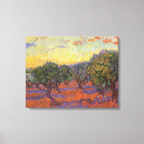Olive Grove Orange Sky by Vincent van Gogh Canvas Print