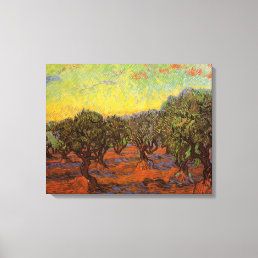 Olive Grove, Orange Sky by Vincent van Gogh Canvas Print