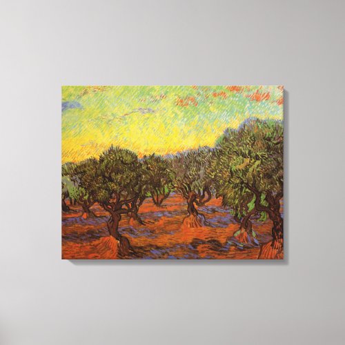 Olive Grove Orange Sky by Vincent van Gogh Canvas Print