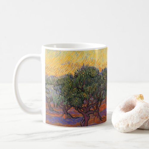Olive Grove Orange Sky by Vincent van Gogh Coffee Mug