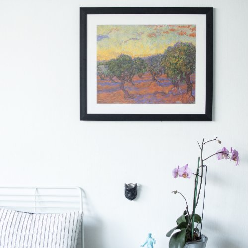 Olive Grove Orange Sky by Vincent van Gogh Poster