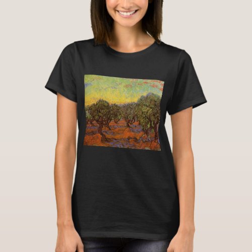 Olive Grove Orange Sky by Vincent van Gogh T_Shirt