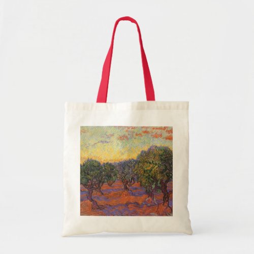 Olive Grove Orange Sky by Vincent van Gogh Tote Bag