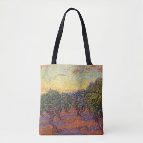 Olive Grove Orange Sky by Vincent van Gogh Tote Bag