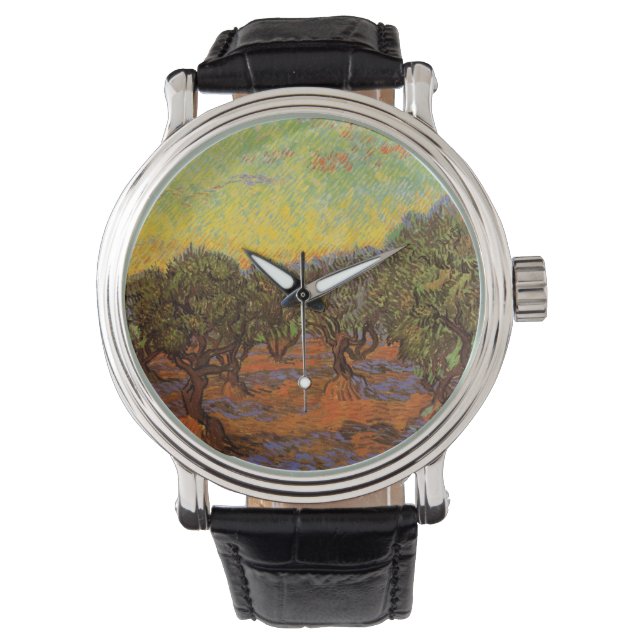 Olive Grove, Orange Sky by Vincent van Gogh Watch (Front)