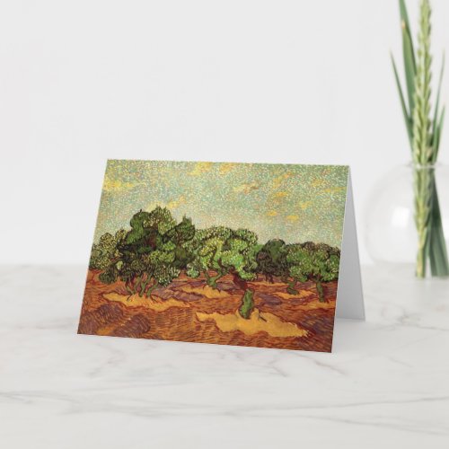 Olive Grove Pale Blue Sky by Vincent van Gogh Card
