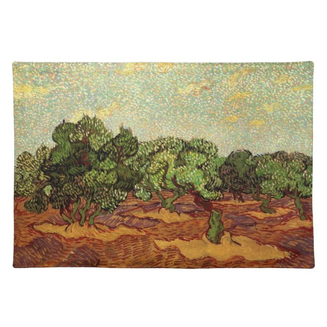 Olive Grove, Pale Blue Sky by Vincent van Gogh Cloth Placemat (Front)