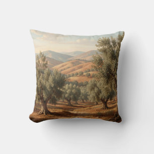 Olive Grove Rolling Hills Tuscan Countryside  Throw Pillow