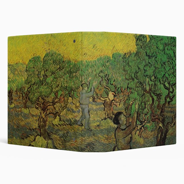 Olive Grove with Picking Figures, Vincent van Gogh 3 Ring Binder (Background)