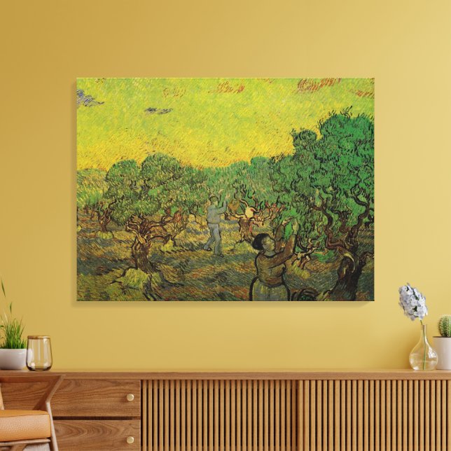 Olive Grove with Picking Figures, Vincent van Gogh Canvas Print (Insitu(LivingRoom))