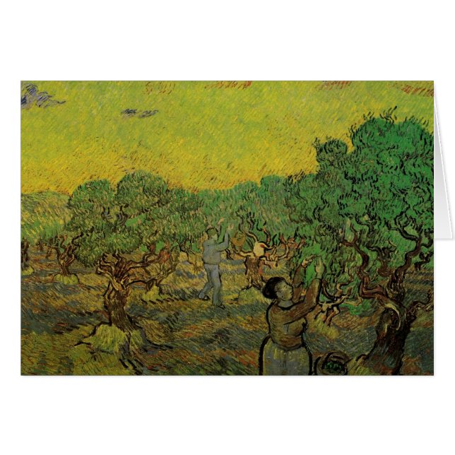 Olive Grove with Picking Figures, Vincent van Gogh Cards (Front Horizontal)