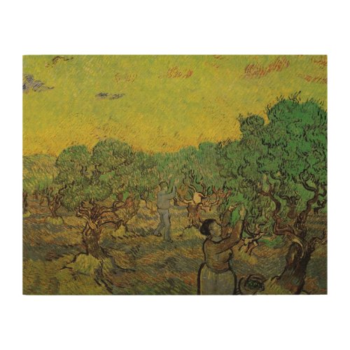 Olive Grove with Picking Figures Vincent van Gogh Wood Wall Art