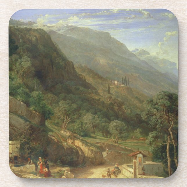 Olive Groves at Varenna, Lake Como, Italy, 1861 (o Beverage Coaster (Front)