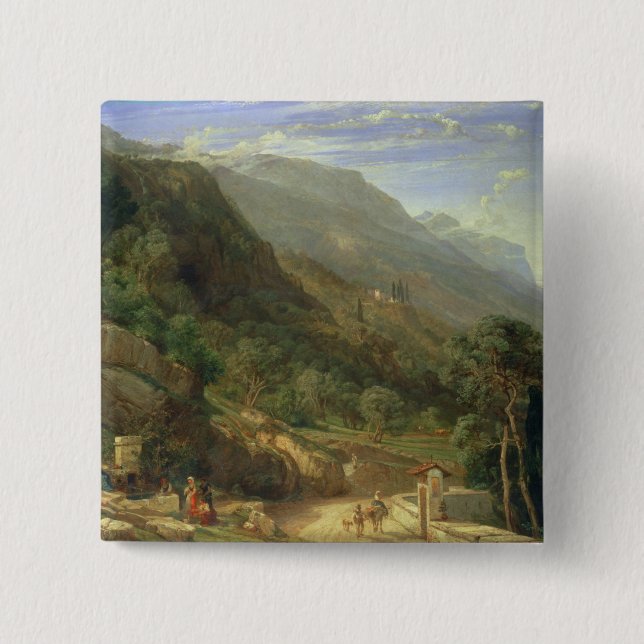 Olive Groves at Varenna, Lake Como, Italy, 1861 (o Pinback Button (Front)